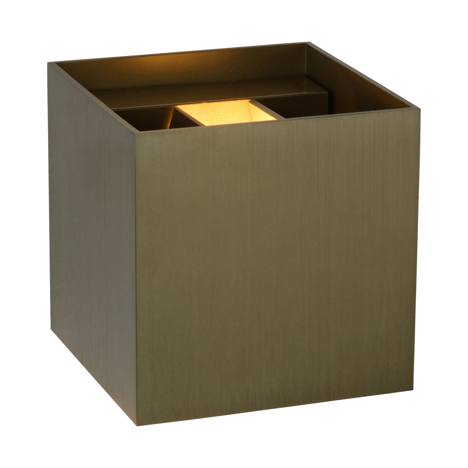 LED wall light Xio, angular, antique brass